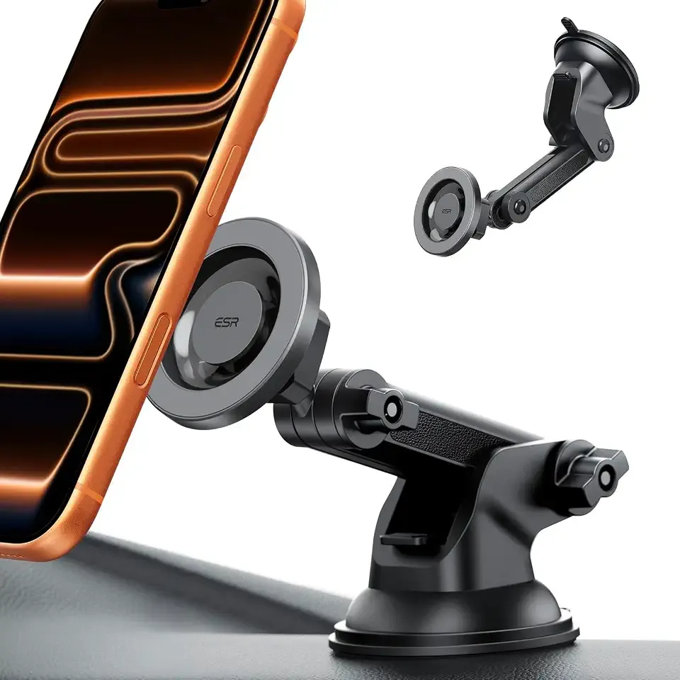 ESR for MagSafe Car Mount, Suction Cup Car Phone Holder for iPhone 17-12 | Vacuum Dashboard Magnetic Car Phone Holder for Car, for Smaung/Google, Car Accessories, Charging Not Supported, Metallic Grey