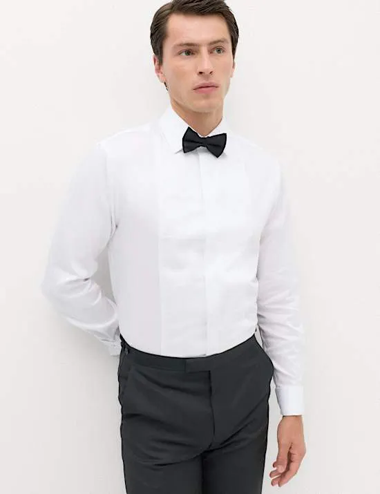 Slim Fit Cotton Dress Shirt with Bow Tie