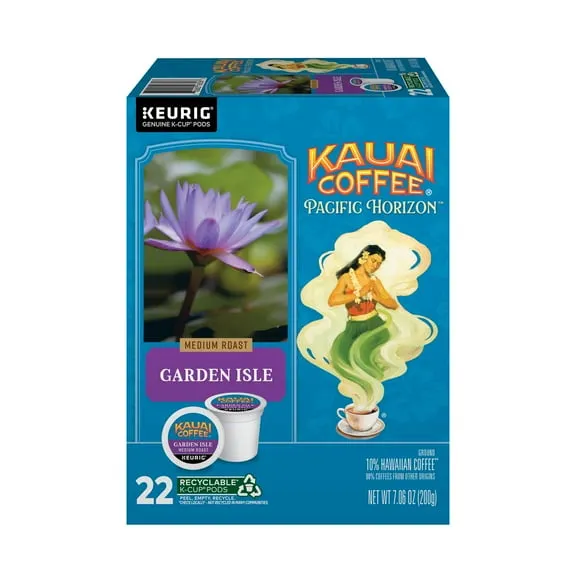 Kauai Coffee Garden Isle Medium Roast K-Cup Coffee Pods, 22 Ct
