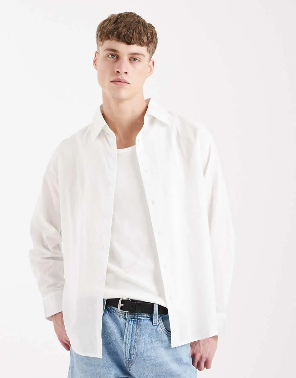 Sol Beach linen long sleeve beach shirt in white