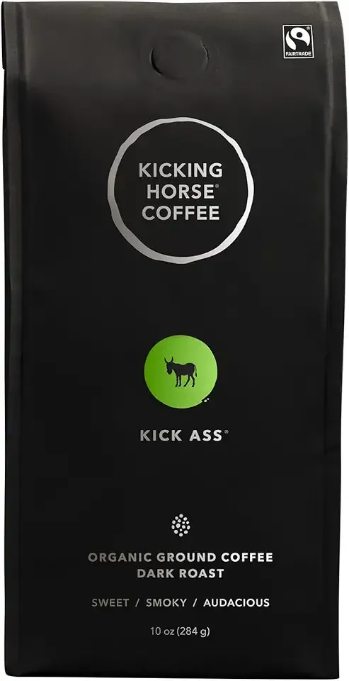 Kicking Horse Coffee, Kick Ass, Dark Roast, Ground, 10 Oz - Certified Organic, Fairtrade, Kosher Coffee