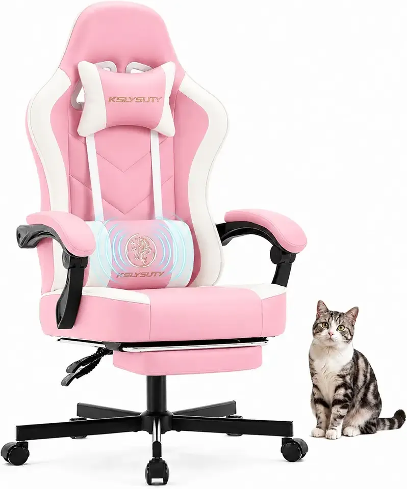 Mistpeople Gaming Chair, Ergonomic High Back Computer Chair with Footrest, Lumbar Support & Pocket Spring Cushion, Comfortable Swivel Home Office Desk Chair for Adults