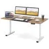 Escritorio eléctrico regulable en altura, 140 x 70 cm, mesa para trabajar de pie con motor potente, anticolisión, color natural claro