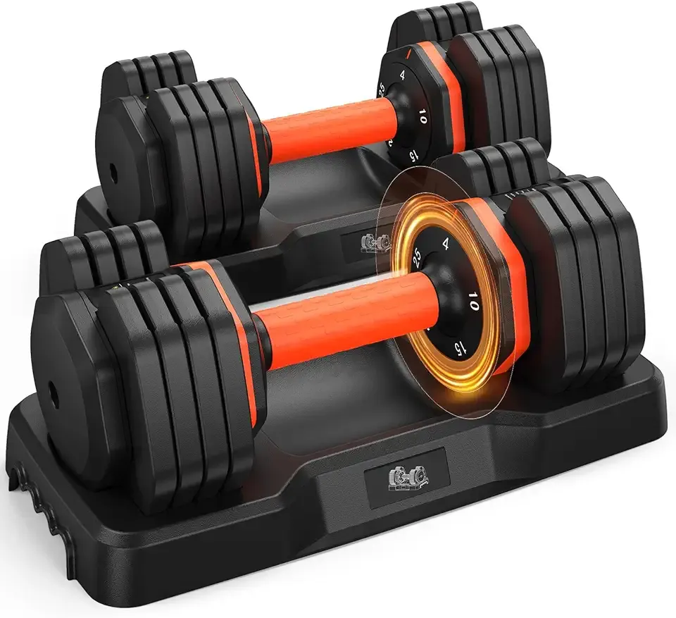 2026 Updated Adjustable Dumbbell Set of 2, 110lbs/50lbs Weights Dumbbell Set with Storage Box, 25lbs/55lbs Adjustable Weights with Anti-slip Silicone Grip, Weight Set For Home Gym Suit both Men and Women
