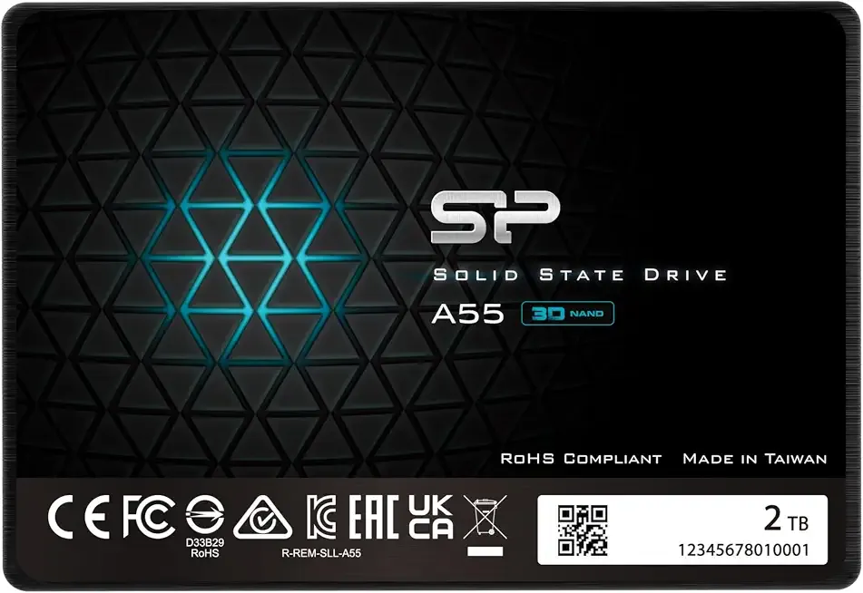 Silicon Power 2TB SSD 3D NAND A55 SLC Cache Performance Boost SATA III 2.5" 7mm (0.28") SSD Internal Solid State Drive (SU002TBSS3A55S25EC)