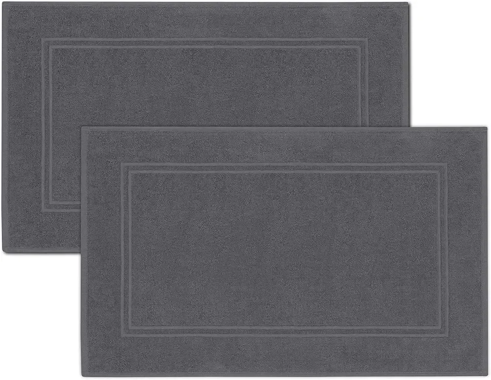 Tens Towels Pack of 2 Bath Mats 100% Cotton, 20 x 32 Inches, Super Absorbent, Hotel Quality Premium Floor Towels, Luxurious, Soft & Quick Dry, Not a Bathroom Rug, Dark Grey