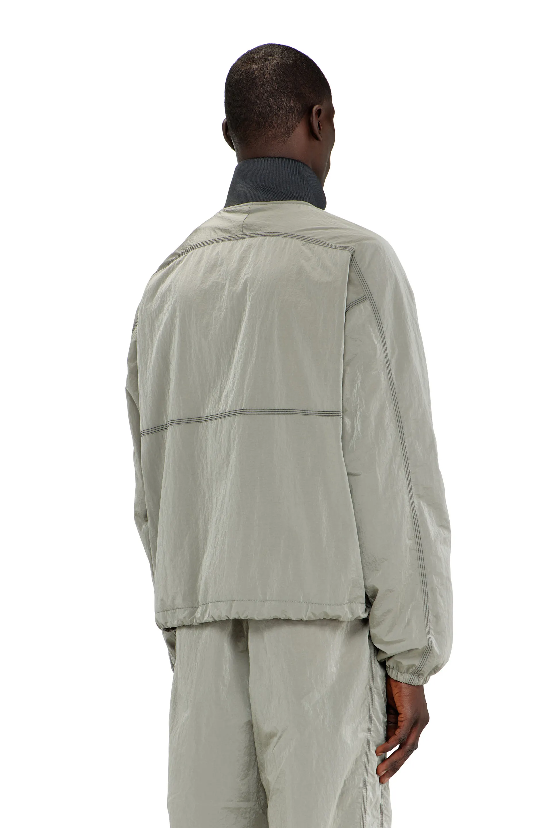 Nylon jacket with crinkle effect