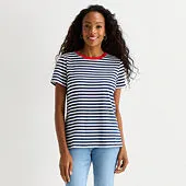 St. John's Bay Womens Crew Neck Short Sleeve T-Shirt