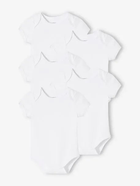 Lot de 5 bodies en interlock bébé manches courtes ouverture...