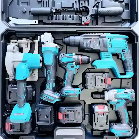 Limited-Time Discount Lithium Battery Tool Large Set Electric Hammer Angle Grinder, Wrench, Electric Circular Saw Tool Set