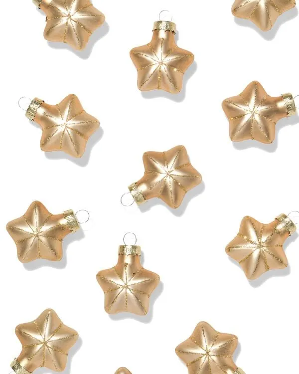 kerstballen glas sterren goud - 12 stuks
