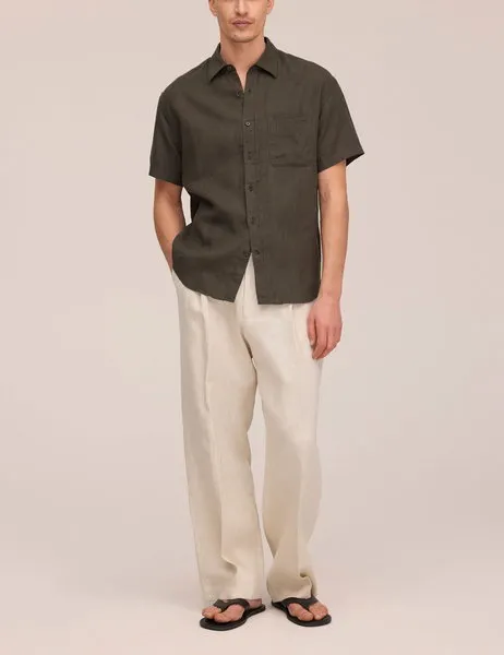 Deon SS Linen Shirt 5708 Dark Army