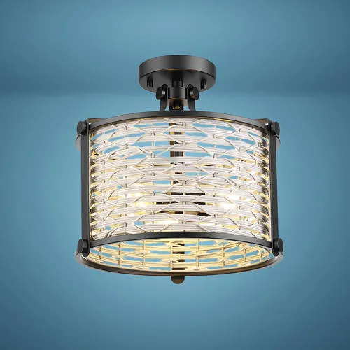 Patriot Lighting® Ryatt Matte Black 3-Light Semi-Flush Mount Ceiling Light