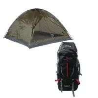 Combo Carpa Para Camping 4 Personas Nylon Dome Pack Klimber + Morral Camping 45 Litros Pro Black Klimber