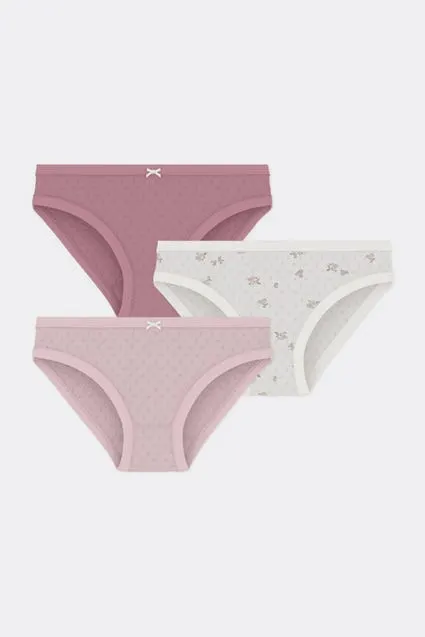 Kids 3-pack slips met bloemen - Petit Bateau