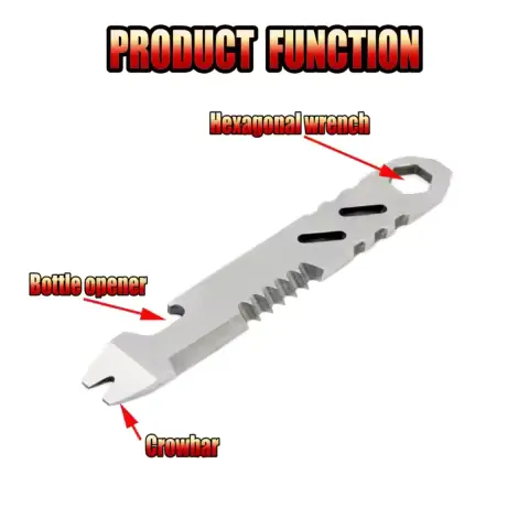 Mini Stainless Steel Crowbar, Multi-function Allen Wrench Magnesium Rod Scraper, Bottle Opener Portable Outdoor Camping Tool