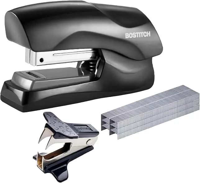 Bostitch Heavy Duty Stapler Value Pack, 40 Sheet Capacity, Black | Includes 1250 Staples and Staple Remover, Opens 180° for Tacking a…