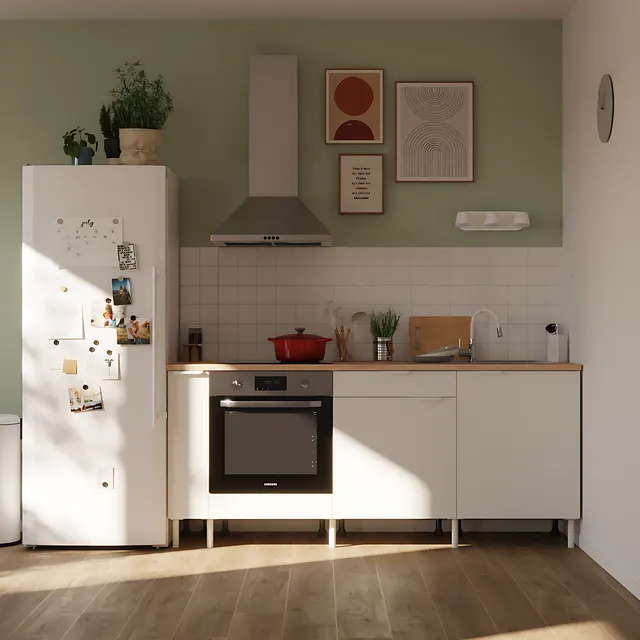 Cocina en kit Eleki blanca 4 módulos bajos L.200 x H.87 x P.58 cm