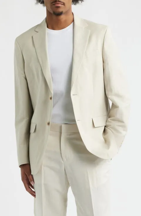 Slim Fit Solid Linen Blend Sport Coat
