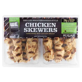 WestEnd Cuisine Grilled Chicken Skewers, Mediterranean Style, 2 oz, 14-count