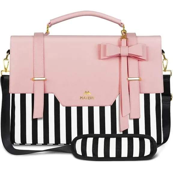 Rollback Matein Laptop Tote Bag, 15.6 inch PU Leather Crossbody Shoulder Handbag for Women, Pink $20.51 Was $25.99