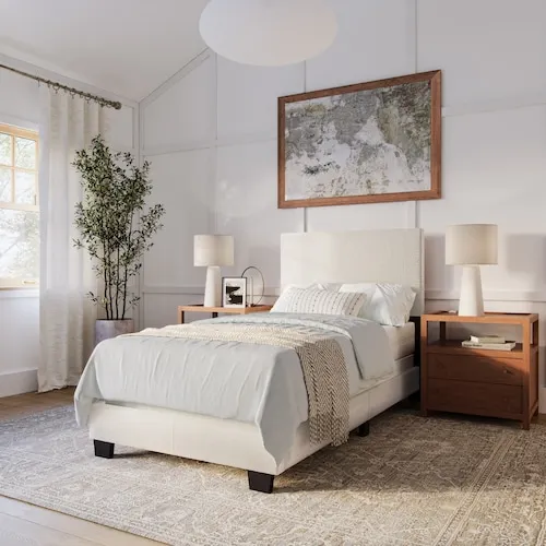 Celeste Mordern White Boucle Twin/Single Bed Frame with Headboard