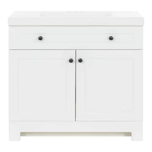 Everdean 36-inch W Bathroom Vanity in White with Cultured Marble Sink Top