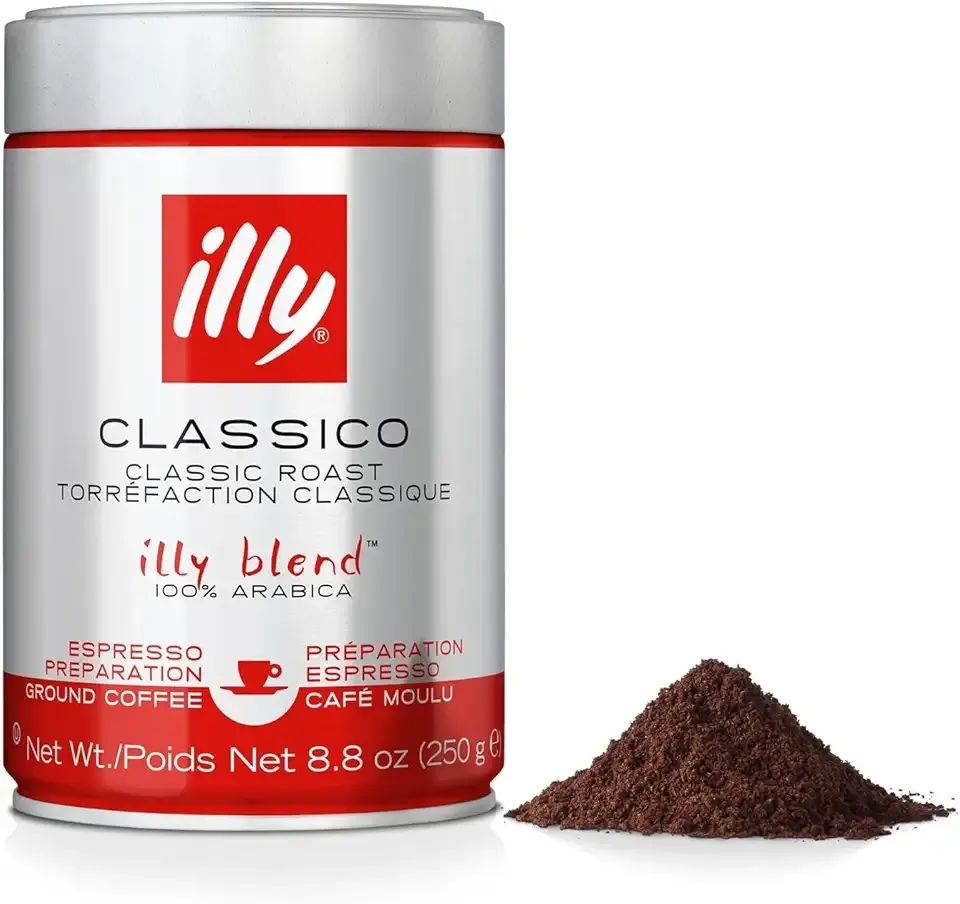 Illy Classico Ground Espresso Coffee, Medium Roast Roast With Notes Of Chocolate & Caramel, 100% Arabica, 8.8 Ounce (Pack Of 1)