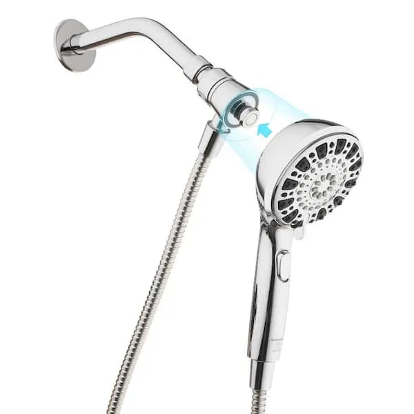 Glacier Bay Push Release 6-Spray Wall Mount Handheld Shower Head 1.8 GPM in Chrome