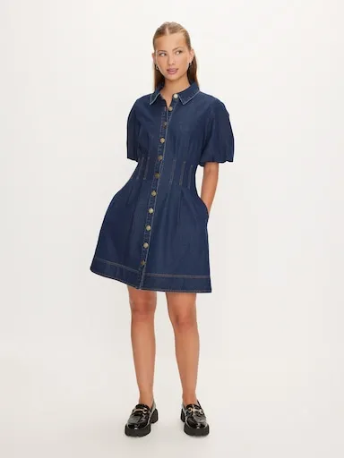 Paloma Puff Sleeve Denim Mini