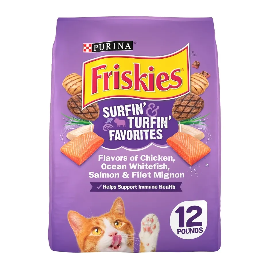 Purina Friskies Dry Cat Food, Surfin' & Turfin' Favorites - 12 lb. Bag