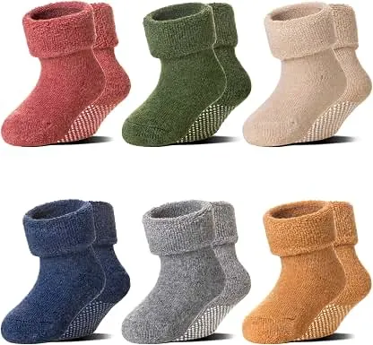 Baby Non Slip Wool Socks, Toddler Kids Girls Boys Winte…