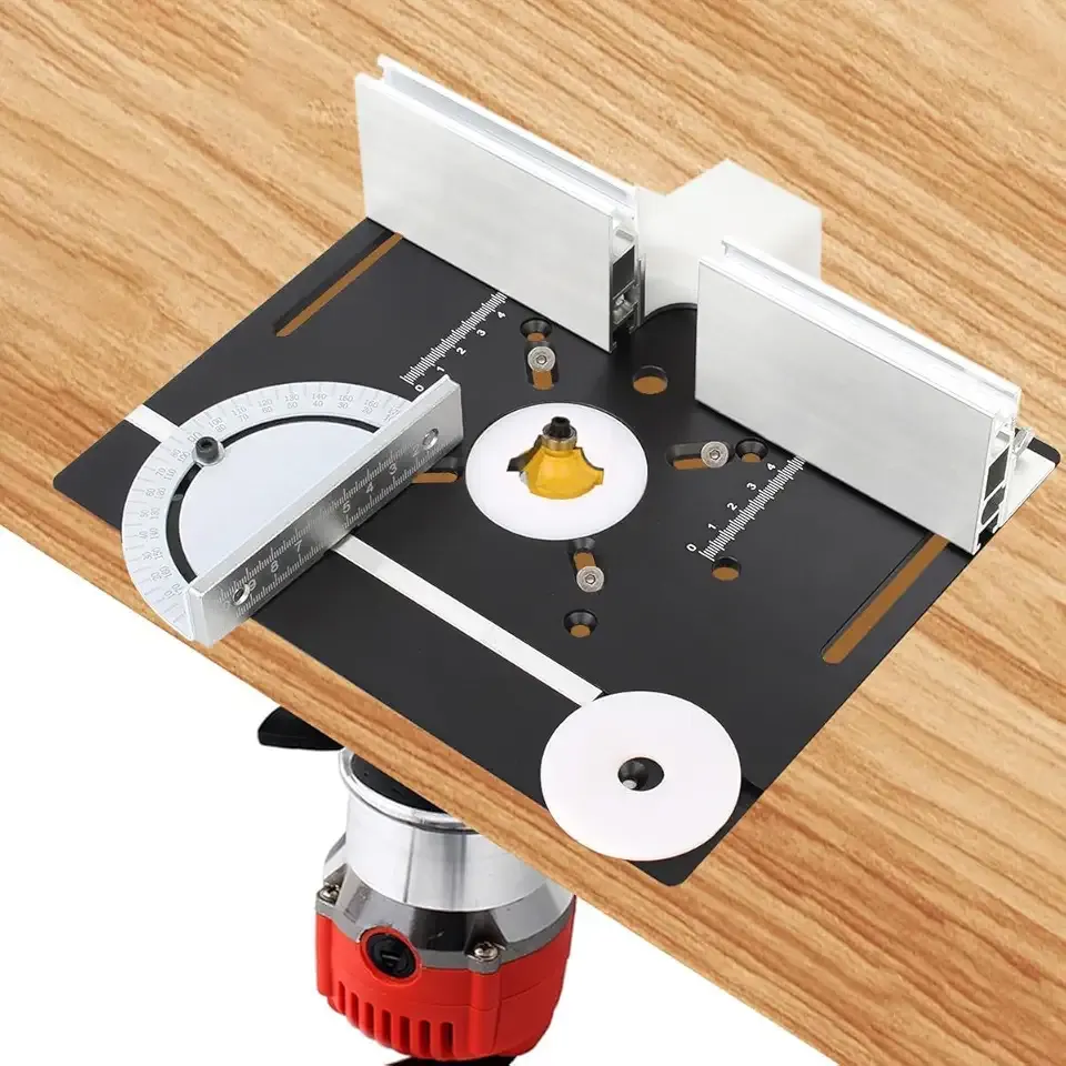 Router Table Insert Plate, Woodworking Benches Router Flip Plate, Aluminium Router Table for 65mm Diameter Motors Woodworking Router Table Workbench Trimmer Engraving Machine (Black)