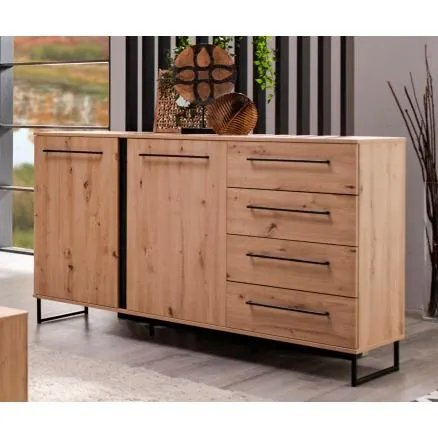 Aparador de estilo moderno en roble y negro forja