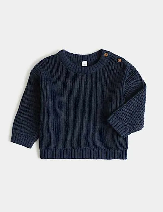 Pure Cotton Ribbed Jumper (0 Mths-5 Yrs)
