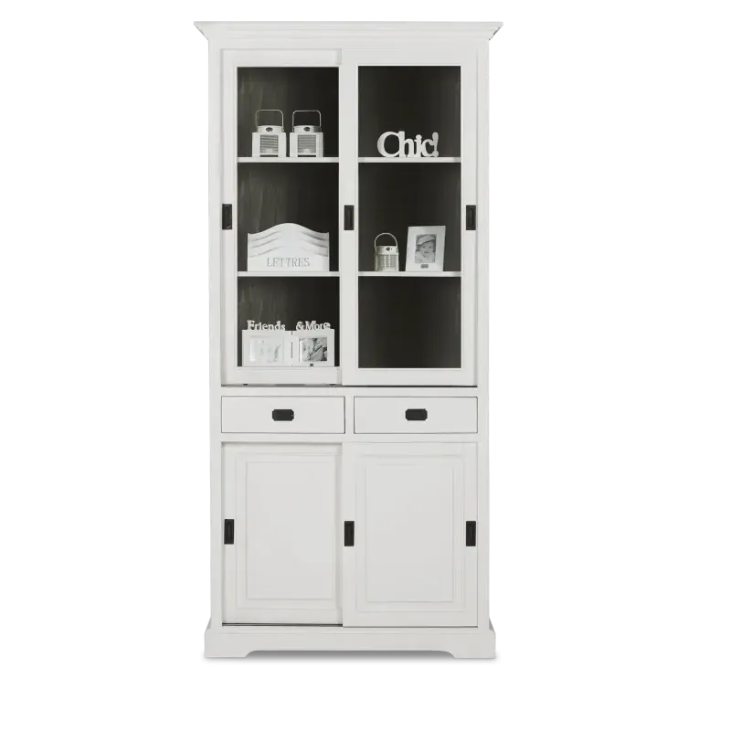 Vitrinekast (schuifdeur) Lakewood - Clear/Mindi Donkerbruin