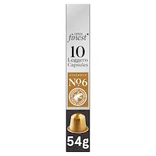 Tesco Finest 10 Leggero Coffee Capsules Strength 6 54G