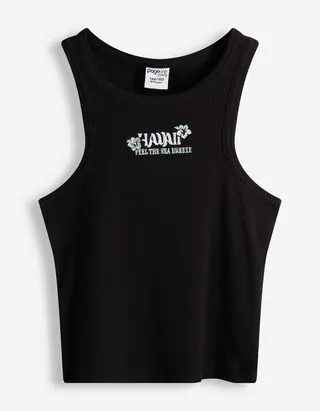 Top - Stampa frontale - Nero