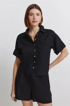 Camisa lino manga corta