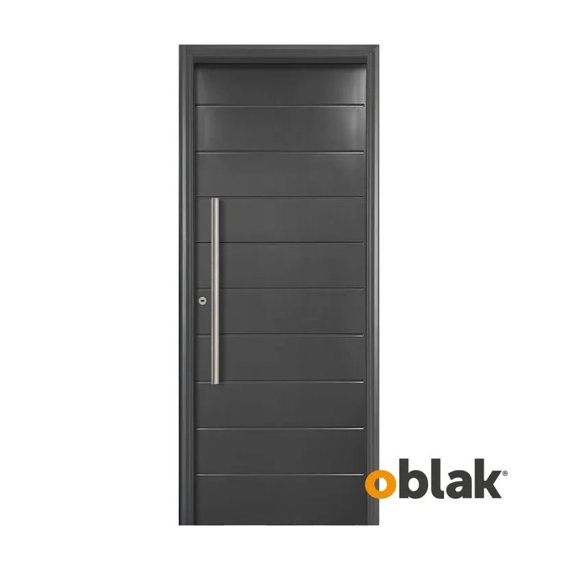 Puerta exterior acero Primma Plus M1731G grafito 80 x 200 x 10 cm derecha