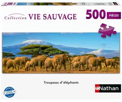 NATHAN PUZZLE 500 PIECES - TROUPEAU D’ELEPHANTS PANORAMIQUE