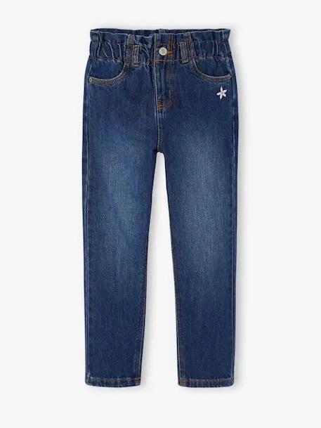 Pantalon paperbag fille - bleu foncé