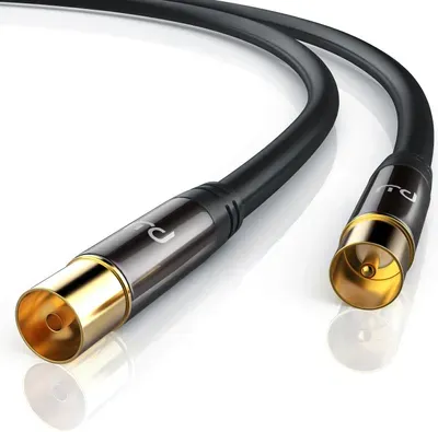 Primewire HDTV Antennenkabel mit 4-fach Schirmung IEC-Stecker zu RF-Buchse / 75 Ohm / 135dB - 3 m