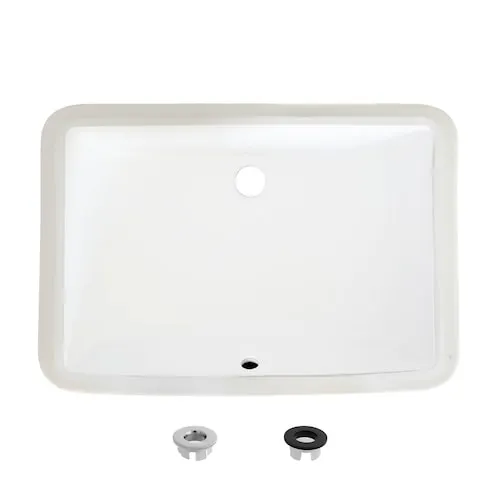 21.25" W x 14.5" D White Porcelain Rectangular Undermount Bathroom Sink