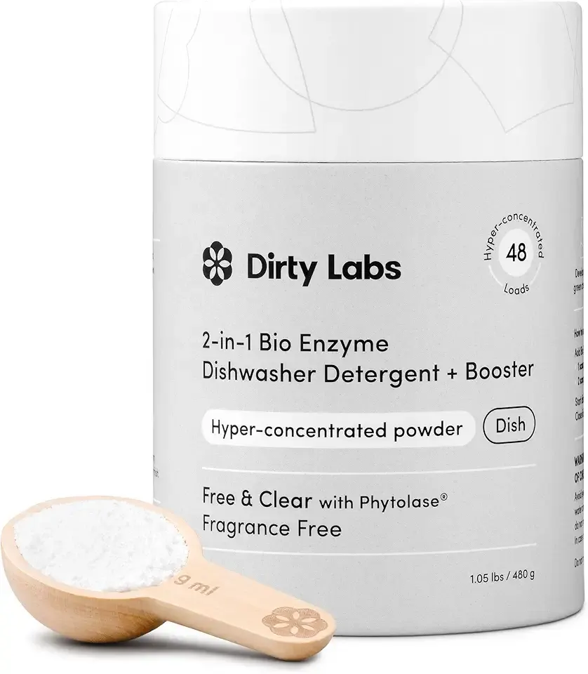Dirty Labs | Dishwasher Detergent and Booster | Scent Free | 48 Loads (1 lb) | Ultra Clean, Spot Free, Quick Wash Optimized | Hyper Concentrated