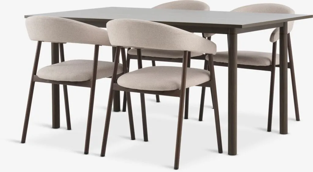 ALSTED Tavolo L160 rovere sc. + 4 EJSING Sedie beige/rov. sc