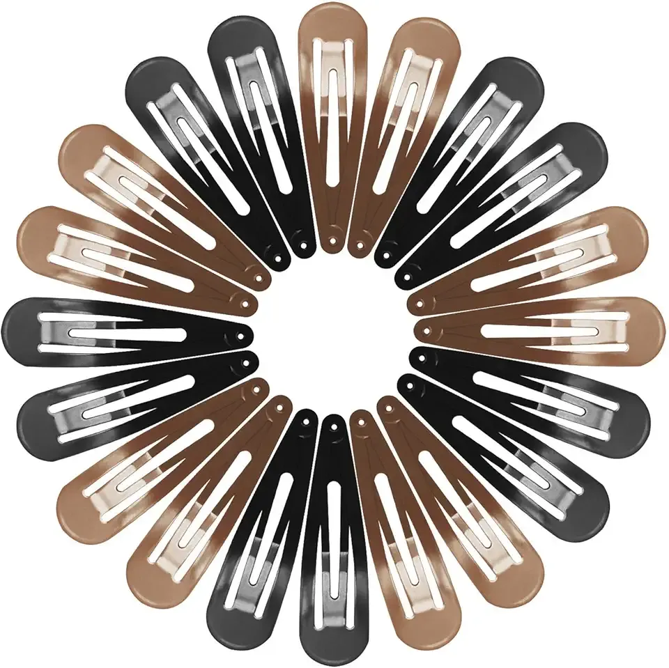 Funtopia 40 Pcs 7cm / 2.8 Inch Long No Slip Metal Hair Clips, Large Snap Barrettes for Thick Hair (Brown, Black)