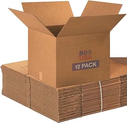 BOX USA Moving Boxes Large 20"L x 20"W x 15"H 12-Pack -…