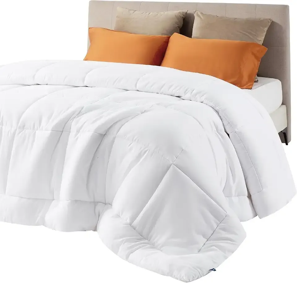 Bedsure Comforter Duvet Insert - Quilted Comforters Queen Size, All Season Duvet, GentleSoft Down Alternative Bedding Blanket, with 8 Tabs, Gifts for Women/Men, White, Queen 88 x 88 Inches