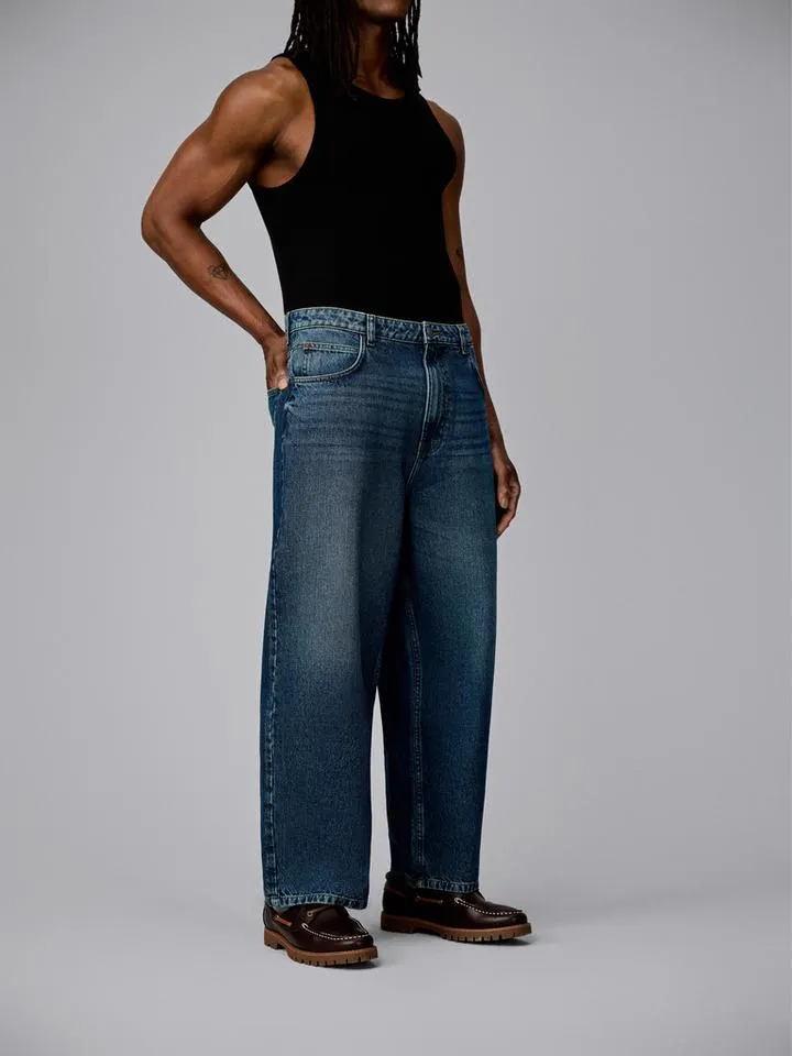 Jean baggy à taille mi-haute